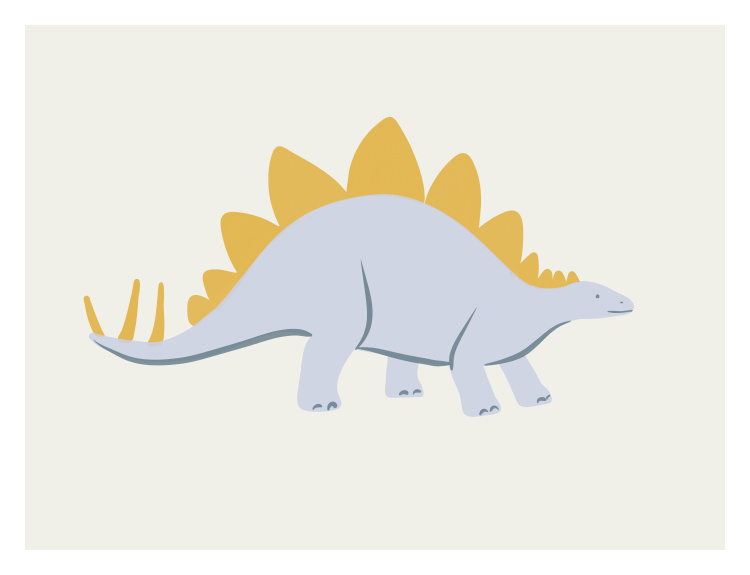 Bring prehistoric fun to your walls with this Stegosaurus Dinosaur Art Print, a playful illustration perfect for young dinosaur lovers.