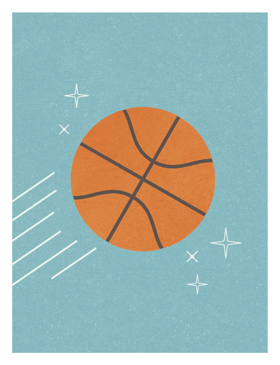 Score big style points with this Basketball Art Print, a playful sports illustration designed for young athletes and basketball fans.