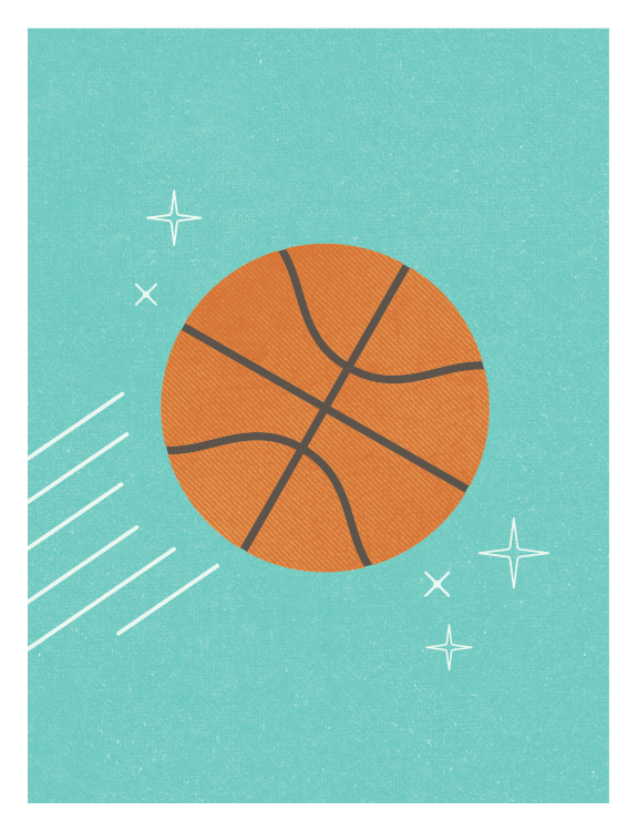 Score big style points with this Basketball Art Print, a playful sports illustration designed for young athletes and basketball fans.