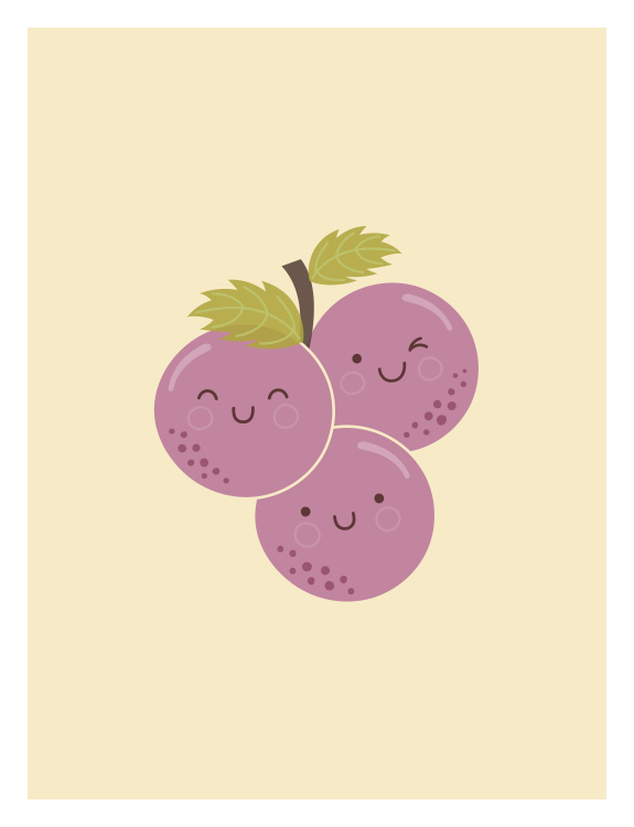 Add a pop of sweetness to your walls with this Cute Grapes Art Print, a playful fruit illustration designed to brighten children’s spaces.
