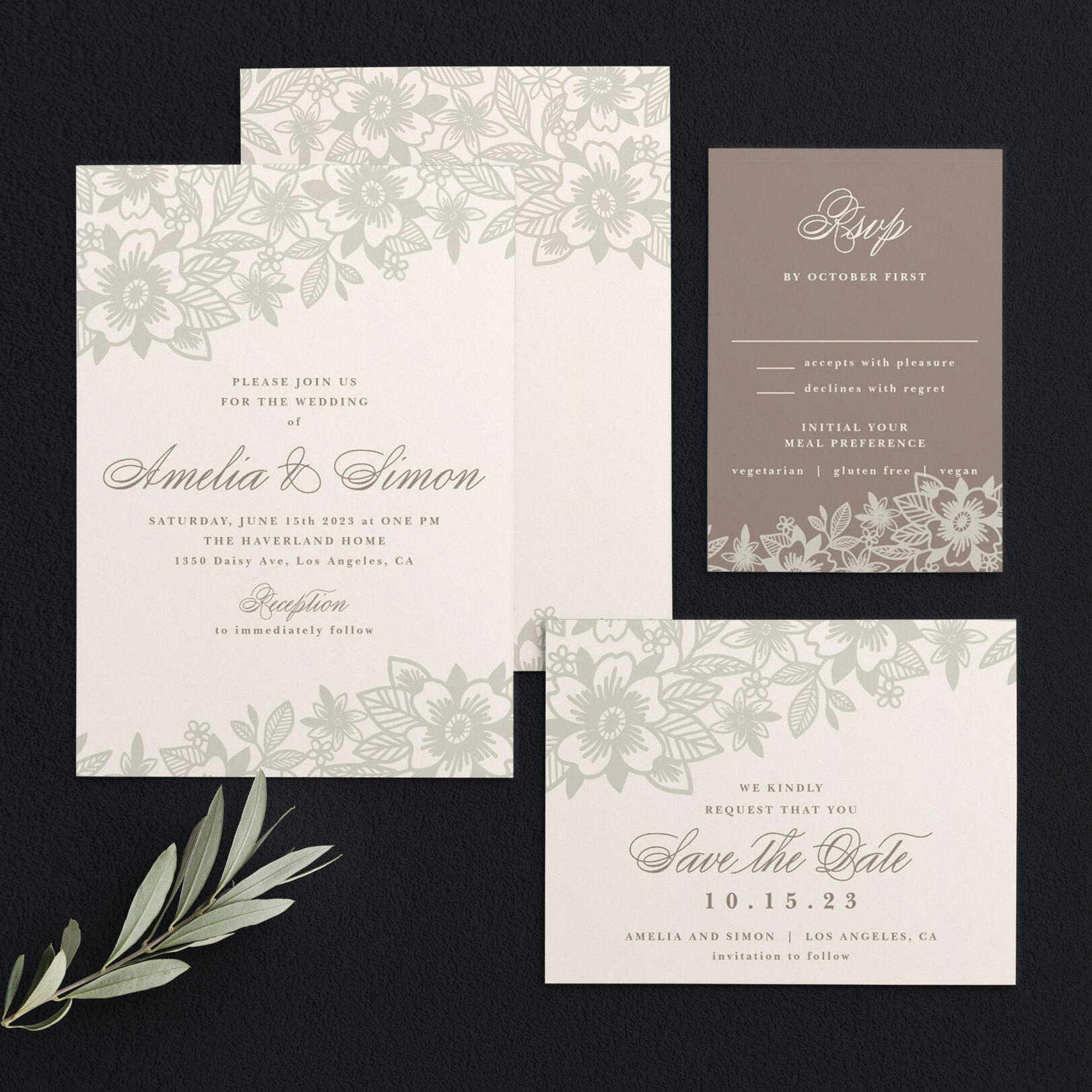 Elegant Lace Wedding Invitations by Basic Invite