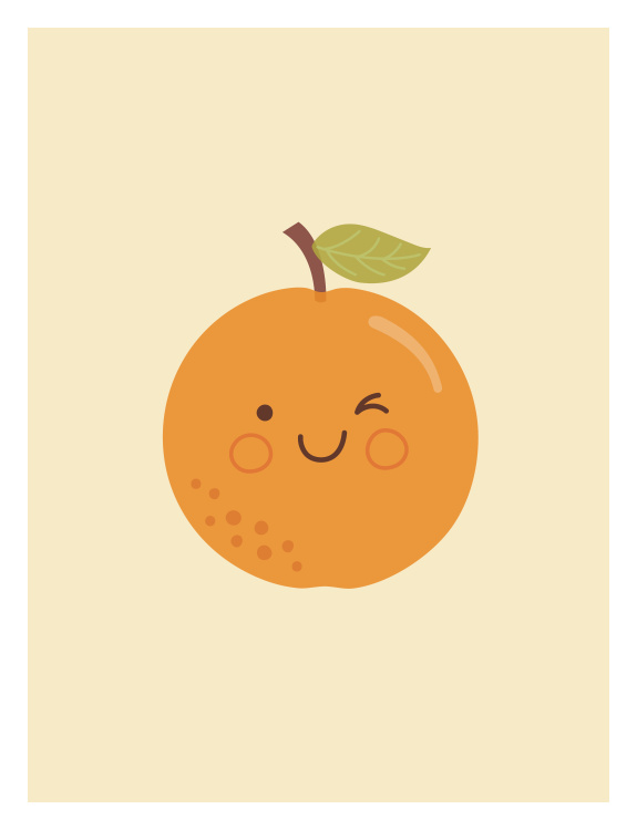 Add a burst of cheerful charm to your space with this Cute Orange Art Print, a playful fruit illustration designed to brighten any room.