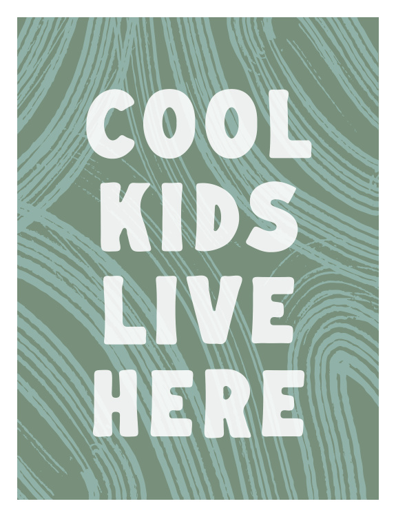 Make a bold and playful statement with this Cool Kids Art Print, a fun typography design perfect for modern kids spaces.