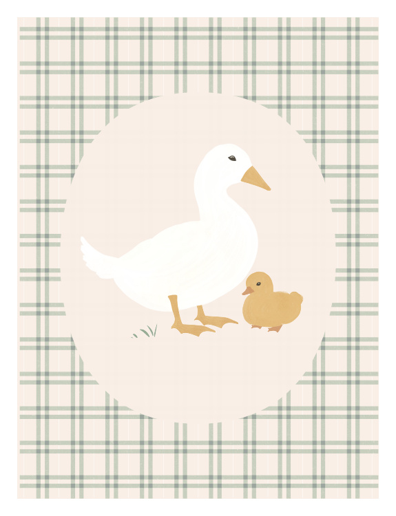 Add a sweet, storybook touch to your space with this Duck and Duckling Art Print, a charming illustration inspired by gentle countryside scenes.