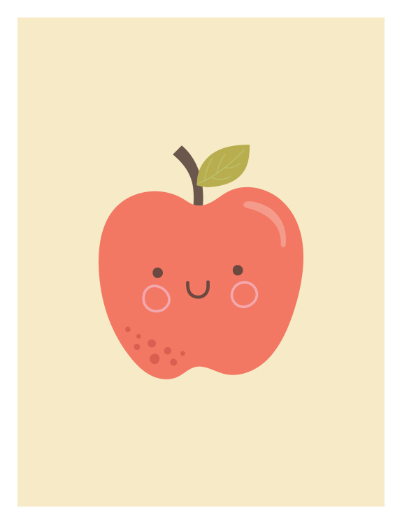 Add a touch of sweetness to your space with this Cute Apple Art Print, a playful fruit illustration designed to brighten any room.