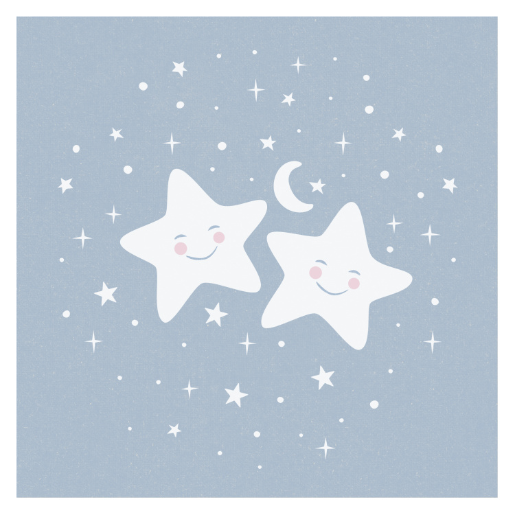 Create a dreamy and calming atmosphere with this Sleepy Stars Art Print, a soothing illustration perfect for bedtime-inspired spaces.