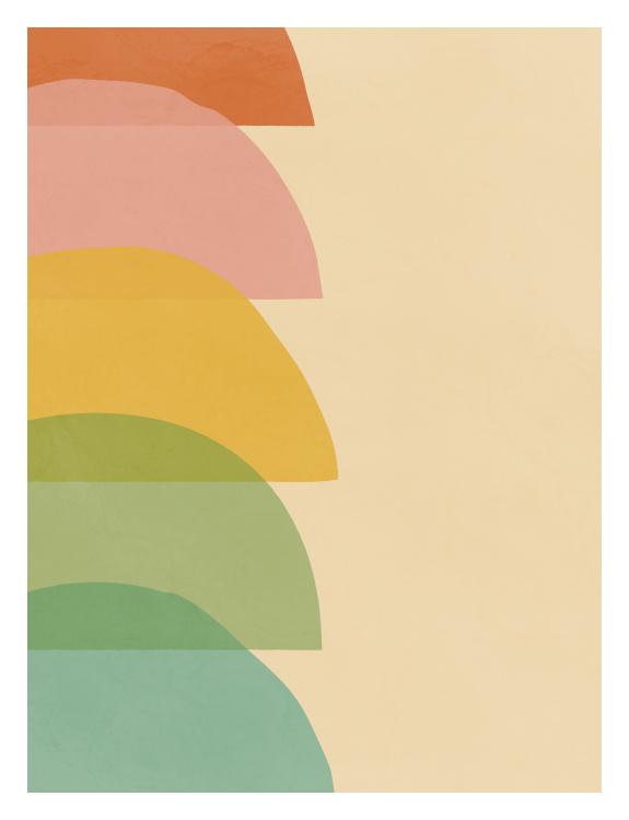 Add a modern, artistic touch to your space with this Multi Arches Art Print, a minimalist design inspired by layered rainbow shapes and contemporary color blocking.