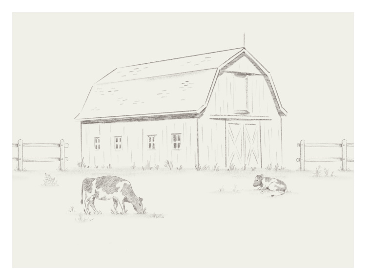 Bring a touch of rustic charm to your space with this Barn and Cow Art Print, a soft farmhouse-inspired illustration with a timeless countryside feel.