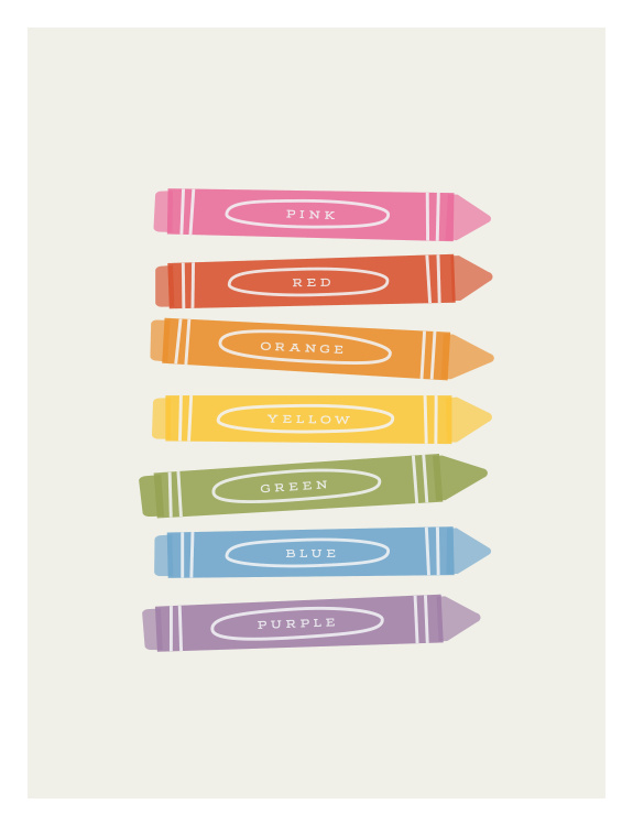 Brighten your space with this Colorful Crayons Art Print, a playful and educational design perfect for creative environments.