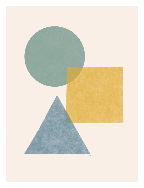 Add a modern and minimalist touch to your space with this Basic Shapes Art Print, featuring a simple arrangement of geometric forms in soft, muted tones.