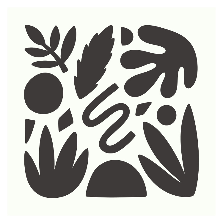 Elevate your space with this Arranged Shapes Art Print, a modern abstract composition featuring organic shapes and botanical-inspired forms in a soothing, earthy color palette.