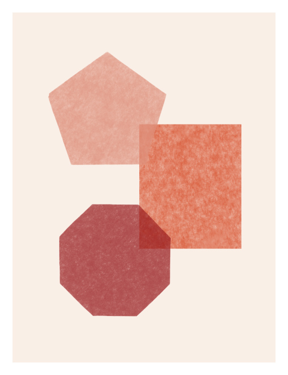 Add a playful modern touch to your space with this Basic Shapes Two Art Print, featuring a layered arrangement of geometric forms in soft, textured tones.