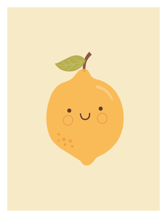 Add a fresh and cheerful touch to your space with this Cute Lemon Art Print, featuring an adorable smiling lemon illustration with soft, playful details.
