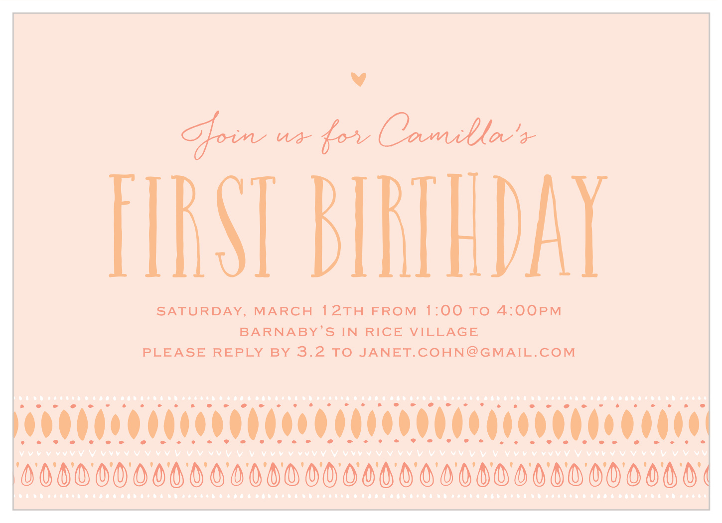 Tribal Frame First Birthday Invitations