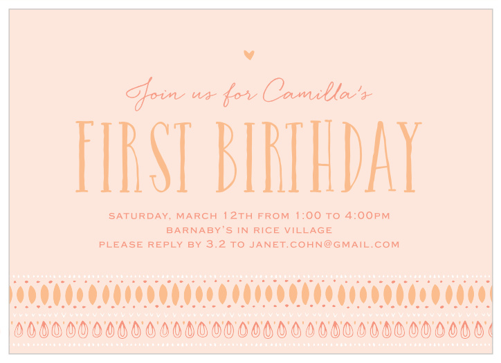 Announce your little one's big day with our Tribal Frame First Birthday Invitations. These adorable cards feature a stylish, hand-drawn styled pattern adorning the bottom