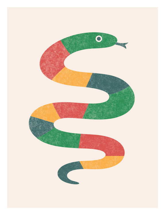 Add a playful and adventurous touch to your space with this Jungle Snake Art Print, featuring a winding snake illustration in soft, earthy green tones.