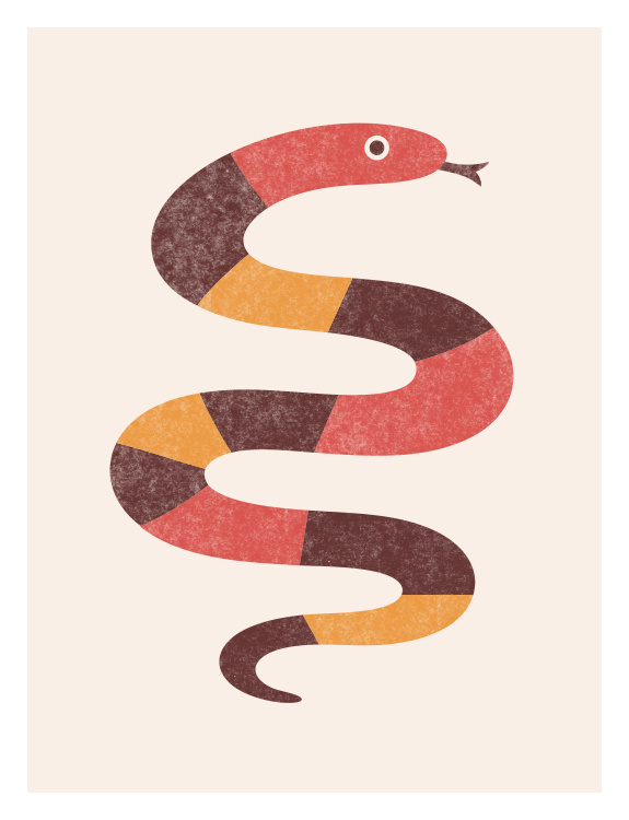 Add a playful and adventurous touch to your space with this Jungle Snake Art Print, featuring a winding snake illustration in soft, earthy green tones.