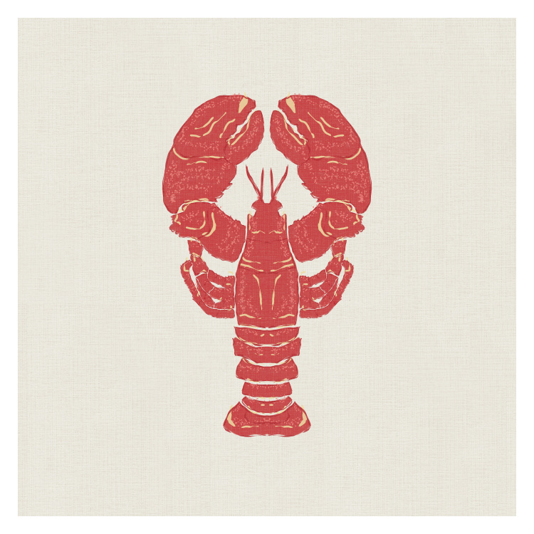 Add bold coastal character to your space with this Coastal Lobster Art Print, featuring a striking symmetrical lobster illustration in rich red tones set against a soft textured neutral background.