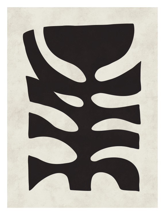 Make a bold, symbolic statement with this Tulip Rebirth Art Print, featuring a striking abstract tulip form rendered in high-contrast black against a soft neutral background.