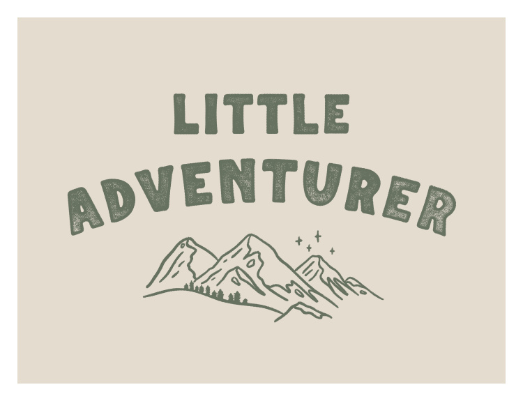 Inspire curiosity and wanderlust with this Little Adventurer Art Print, featuring bold, playful typography paired with a simple mountain line illustration.
