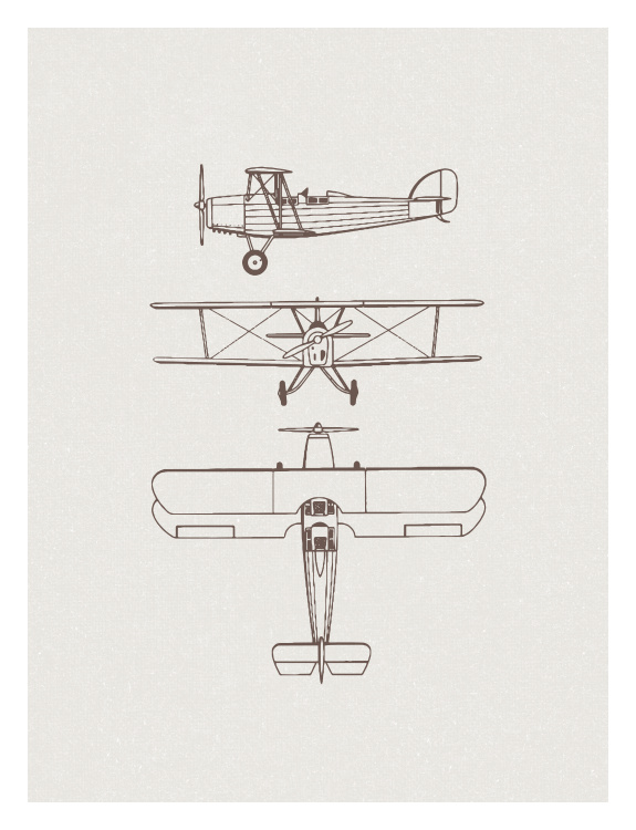 Elevate your space with this Plane Blueprint Art Print, featuring detailed vintage-style aircraft line drawings in a clean, technical layout.