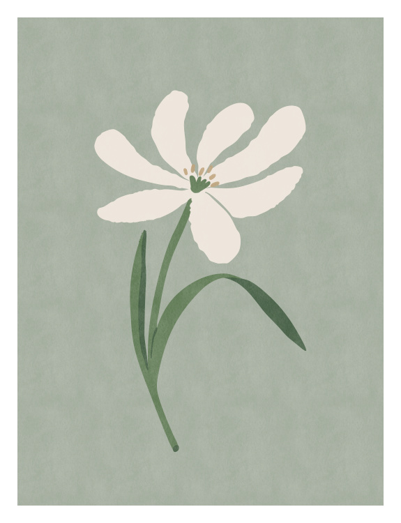 Add a touch of modern botanical charm to your space with this Flower Two Art Print, featuring a simple, hand-drawn floral silhouette set against a soft, muted background.