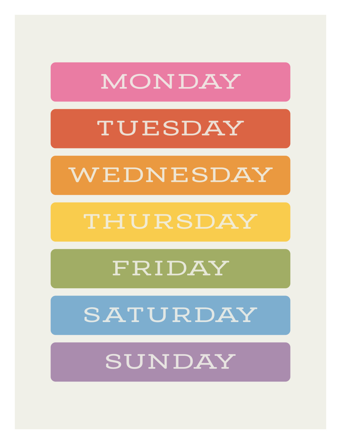 Colorful Week Art Print