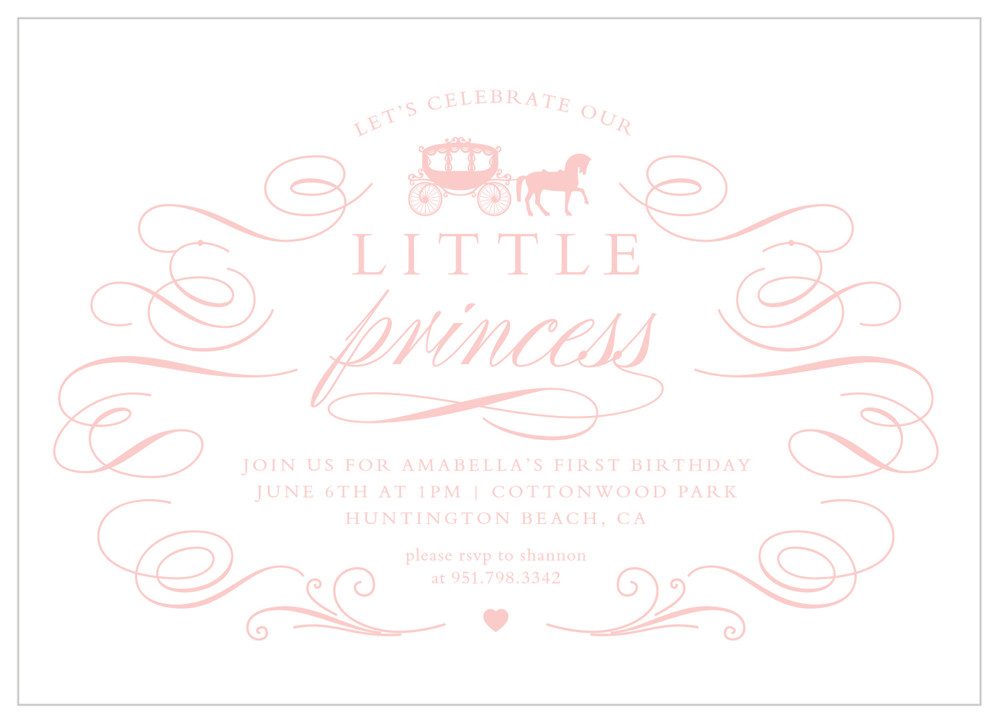 Little Princess First Birthday Invitations
