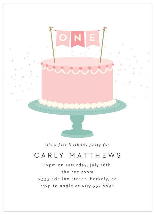 Our Birthday Banner First Birthday Invitations bring close friends and family together for your little one's special day.