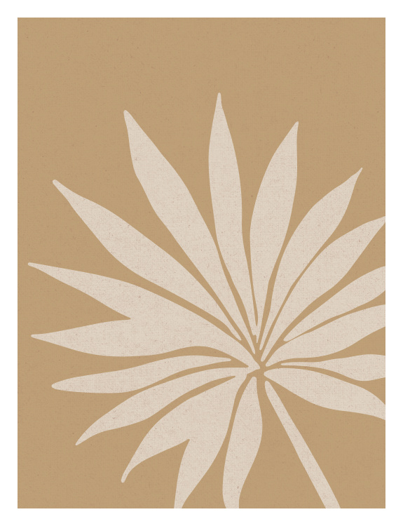 Bring a relaxed, earthy vibe to your space with this Wild and Free Palm Art Print, featuring a bold palm leaf silhouette in soft neutral tones against a warm tan background.