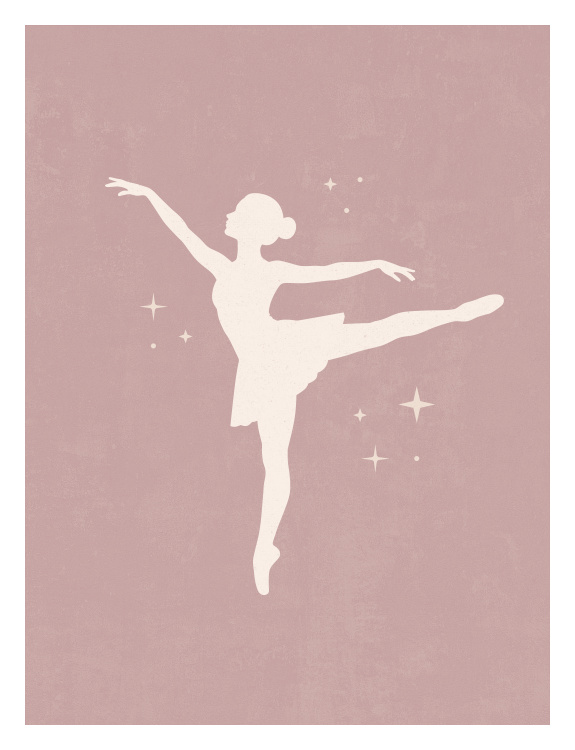Create a graceful and dreamy atmosphere with this Girls Sports Ballet Art Print, featuring a delicate ballerina silhouette with subtle star accents.