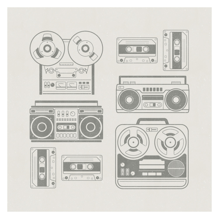 Bring retro charm to your space with this Analog Cassettes Art Print, featuring vintage audio gear in a clean illustrated style.