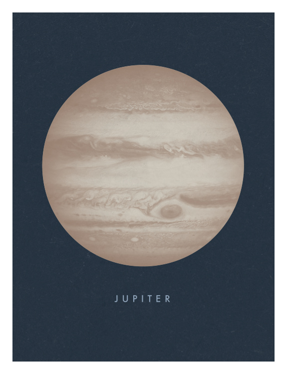 Inspire curiosity about the solar system with this Planets Jupiter Art Print, featuring a beautifully detailed illustration of Jupiter against a deep space background.