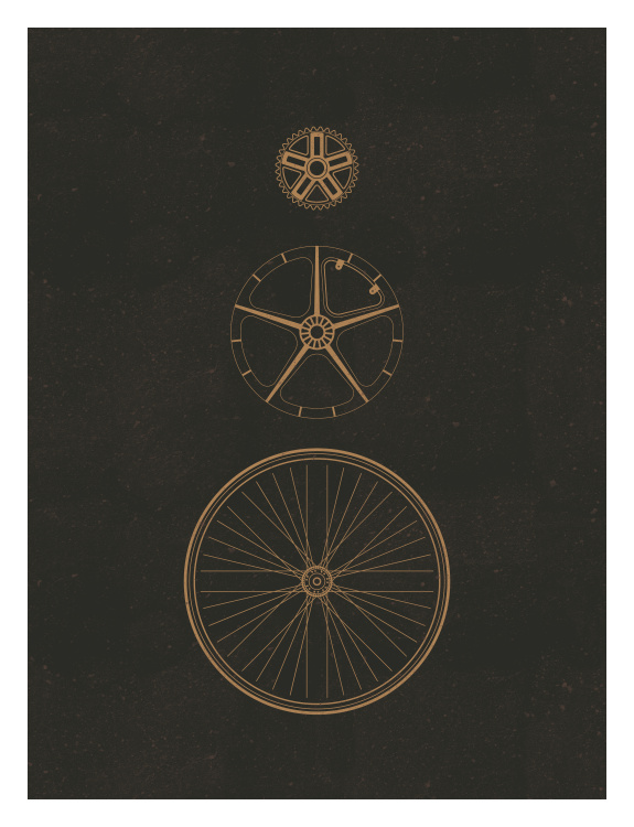 Celebrate the beauty of engineering and motion with this Wheels & Gears Art Print, featuring a minimalist arrangement of bicycle wheels and mechanical gears in a sophisticated vintage-inspired design.