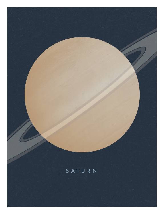 Celebrate the beauty of our solar system with this minimalist Saturn art print featuring the iconic ringed planet set against a deep celestial backdrop.