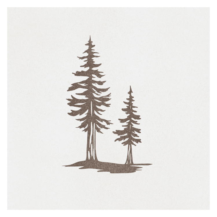 Bring the beauty of the great outdoors into your home with this rustic pine tree art print featuring a minimalist woodland landscape inspired by classic wilderness adventures.