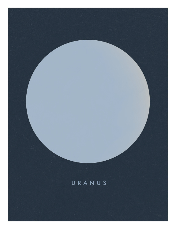 Explore the wonders of the solar system with Planets Uranus Art Print, featuring a minimalist planetary illustration of Uranus set against a deep space-inspired background.
