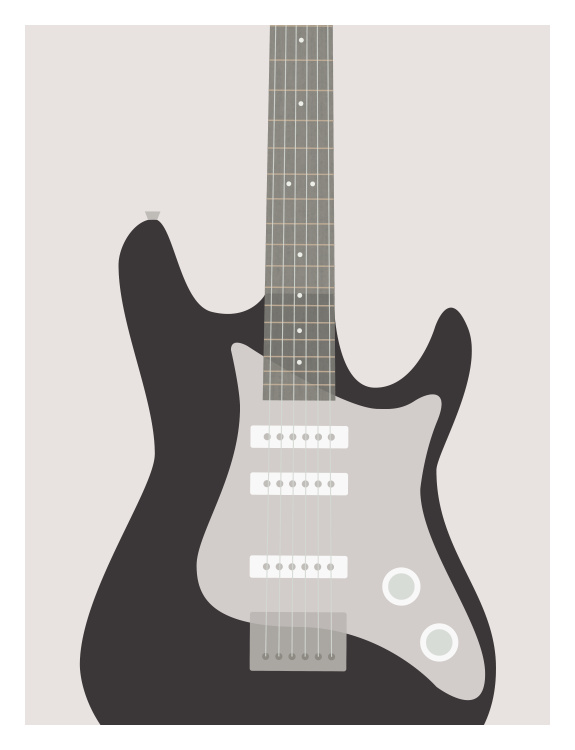 Strike the perfect chord with Electric Guitar Two Art Print, featuring a bold close-up illustration of a modern electric guitar rendered in a clean and contemporary style.