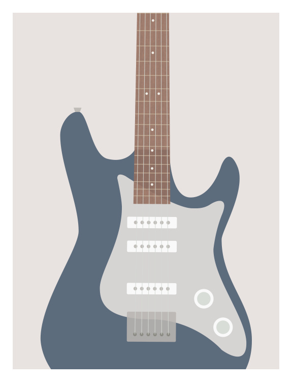 Strike the perfect chord with Electric Guitar Two Art Print, featuring a bold close-up illustration of a modern electric guitar rendered in a clean and contemporary style.