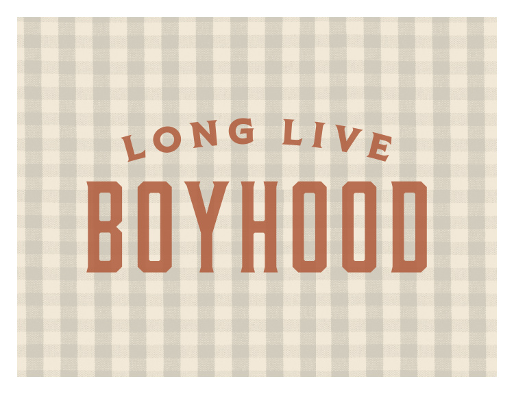 Celebrate the joy of childhood with Long Live Boyhood Art Print, featuring bold vintage-inspired typography layered over a timeless gingham plaid background for a nostalgic and playful design.