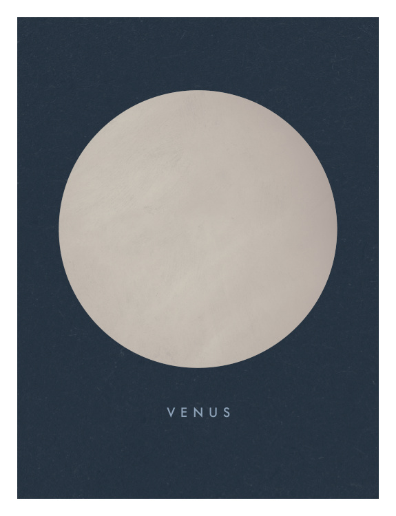 Celebrate the beauty of our solar system with Planets Venus Art Print, featuring a minimalist illustration of Venus against a deep starry background in a timeless modern design.