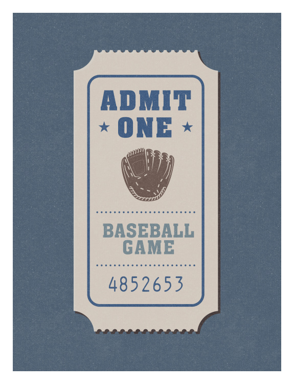 Celebrate America's favorite pastime with Sports Tickets Baseball Art Print, featuring a vintage-inspired admit one ticket design with classic baseball graphics and nostalgic typography.