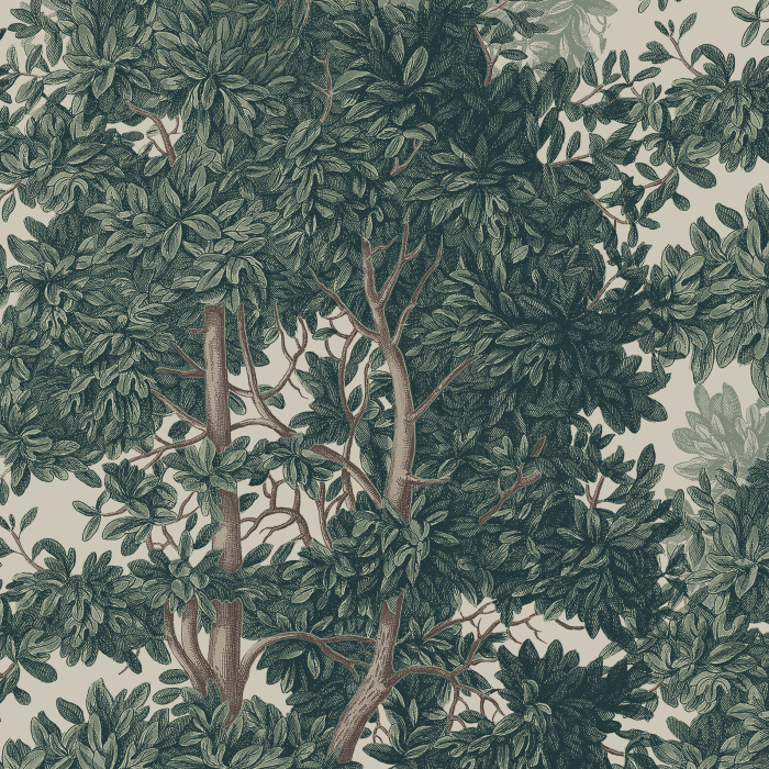 Tapestry Forest Wallpaper transforms your space with a richly layered woodland canopy inspired by antique tapestry art and hand-painted botanical illustrations.