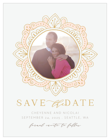 Make a unique and trendy impression with our Modern Moroccan Save the Date Magnets.