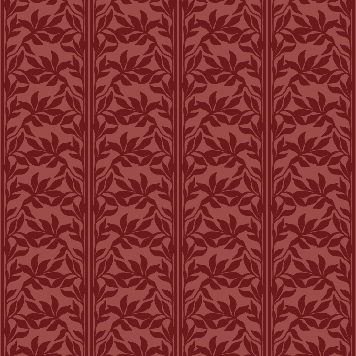 Dense Leaves Wallpaper features a refined allover leaf vine pattern with slender vertical botanical stripes, creating a timeless design inspired by classic Arts & Crafts textiles and traditional English garden motifs.