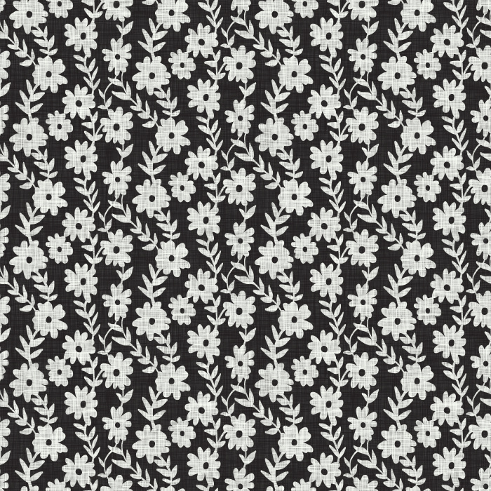 Folk Daisy Wallpaper brings cheerful vintage charm to your home with a whimsical pattern of stylized daisies and winding leafy vines inspired by Scandinavian folk art and retro botanical prints.
