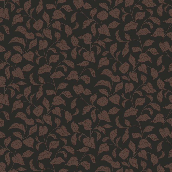 Dark Leaves Wallpaper features graceful trailing vines with richly detailed botanical leaves, creating a sophisticated nature-inspired pattern with timeless organic elegance.