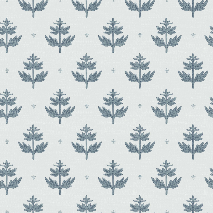 Textured Leaf Wallpaper features a charming stylized botanical sprig motif with delicate hand-drawn leaves arranged in a clean, repeating pattern that brings understated elegance to any space.