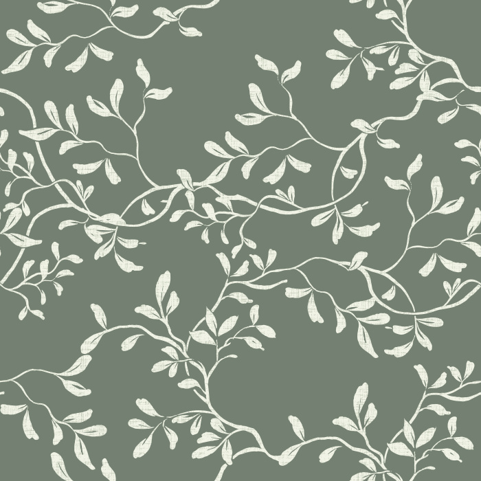 Leafy Vines Wallpaper features an elegant network of winding botanical branches and delicate leaves, creating a graceful vine pattern inspired by classic garden trellises and English countryside landscapes.
