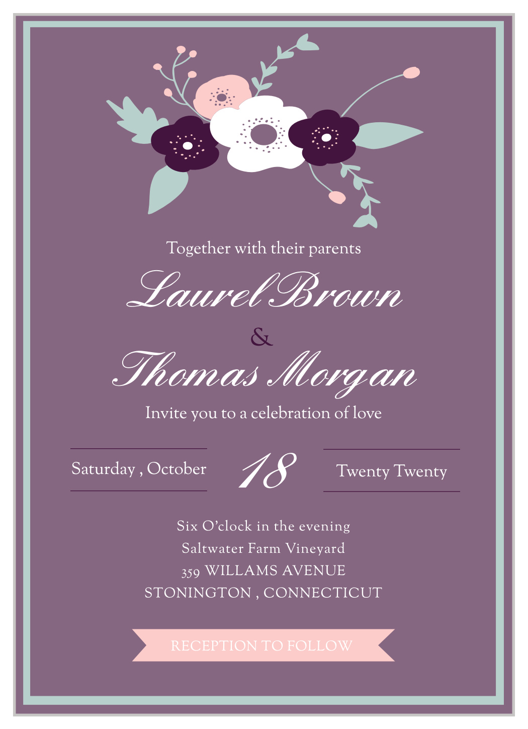 Fantastically Floral Wedding Invitation, image size:1050x1449